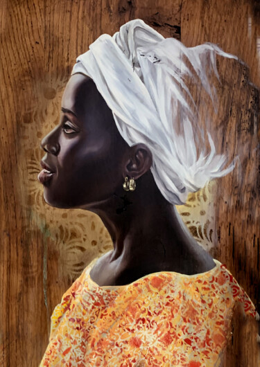 Peinture intitulée "Portrait de brousse" par Sonia Privat, Œuvre d'art originale, Huile