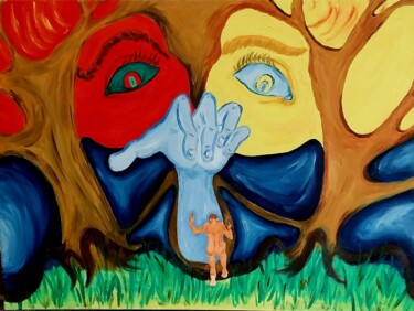 Peinture intitulée "Entre Dieu et le Di…" par Sonia Verin, Œuvre d'art originale, Huile