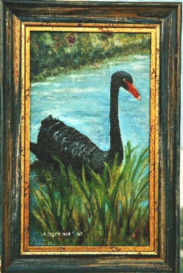 Peinture intitulée " Le cygne noir" par Sonia Goutte, Œuvre d'art originale