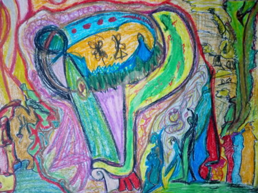 Dibujo titulada "Gata "Borr-alheira"…" por Sónia Marcos, Obra de arte original, Pastel