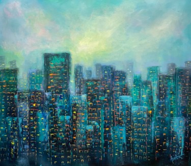 Картина под названием "Urban Jungle II" - Amita Dand, Подлинное произведение искусства, Акрил