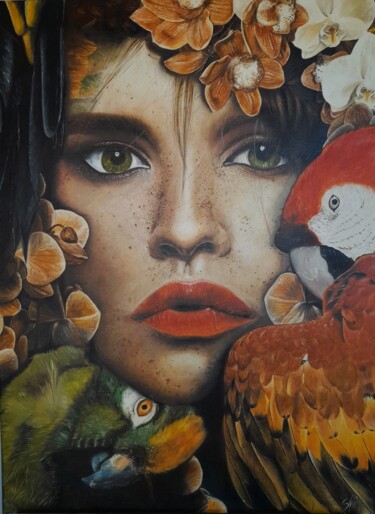 Peinture intitulée "Tropical" par Sonia Oliveira, Œuvre d'art originale, Huile Monté sur Châssis en bois