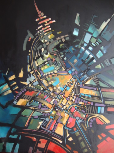 Malerei mit dem Titel "HEAVENLY CITY" von Sonja Brzak, Original-Kunstwerk, Acryl