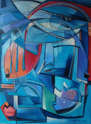 Peinture intitulée "BLUE HARMONY" par Sonja Brzak, Œuvre d'art originale, Huile