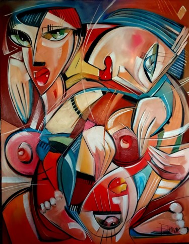 Pintura intitulada "LOVE TRIANGLE" por Sonja Brzak, Obras de arte originais, Óleo