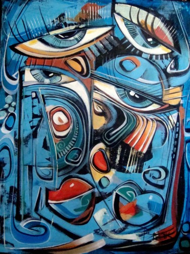 Peinture intitulée "BLUE ABSTRACT II" par Sonja Brzak, Œuvre d'art originale, Acrylique