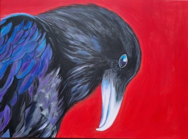 Painting titled "Grand Corbeau" by Sophie Ackermann, Original Artwork, Acrylic
