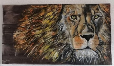 Peinture intitulée "Portrait Lion" par Sophie Baret, Œuvre d'art originale, Huile