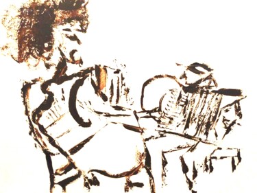 Schilderij getiteld "Le cours d'accordéon" door Sophie Bazy, Origineel Kunstwerk, Acryl