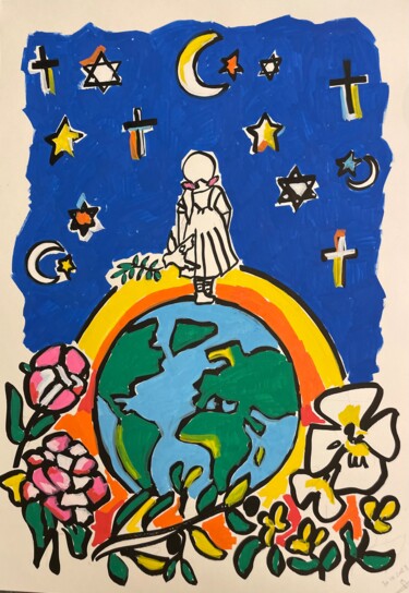 Painting titled "Chacun son étoile" by Sophie Debrade, Original Artwork, Marker