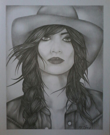 Disegno intitolato "Cowgirl." da Sophie Dumont (heavenly), Opera d'arte originale, Grafite