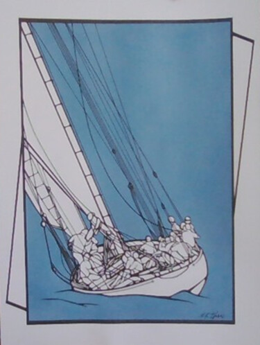 Zeichnungen mit dem Titel "Le voilier." von Sophie Dumont (heavenly), Original-Kunstwerk, Acryl