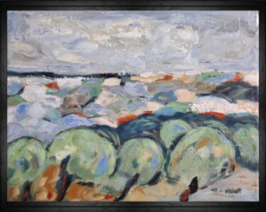 Malerei mit dem Titel "paysage d'été" von Sophie Dumont, Original-Kunstwerk, Öl Auf Keilrahmen aus Holz montiert