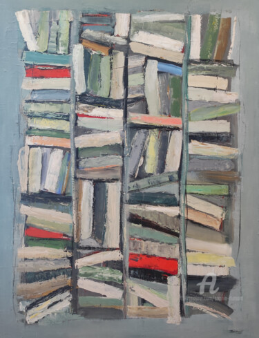 Peinture intitulée "bibliothèque verte" par Sophie Dumont, Œuvre d'art originale, Huile