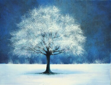 Картина под названием ""Bleu Neige"" - Sophie Duplain, Подлинное произведение искусства, Акрил Установлен на Деревянная рама…