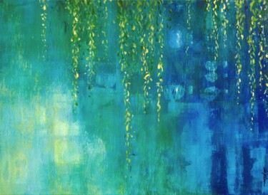 Картина под названием ""Les Reflets Bleus"…" - Sophie Duplain, Подлинное произведение искусства, Акрил Установлен на Деревян…
