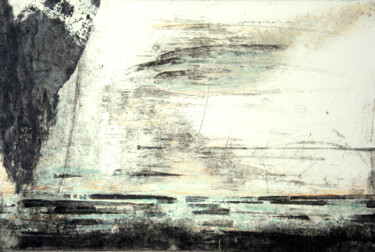 Printmaking titled "La Cité perdue" by Sophie Gerin, Original Artwork, Monotype Mounted on Wood Stretcher frame