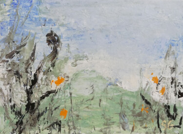 Peinture intitulée "Fleurs de printemps" par Sophie Gerin, Œuvre d'art originale, Huile Monté sur Panneau de bois