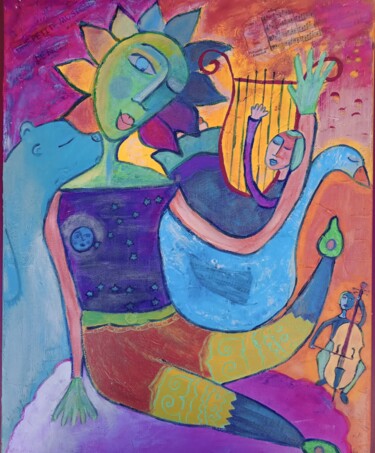 Malerei mit dem Titel "LA PETITE MUSIQUE D…" von Sophie Maugin, Original-Kunstwerk, Acryl Auf Keilrahmen aus Holz montiert