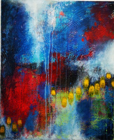 Картина под названием "Jour de pluie" - Sophie Nigen, Подлинное произведение искусства, Акрил Установлен на Деревянная рама…
