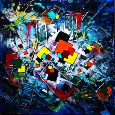 Painting titled "Sortir du chaos" by Sophie Nigen, Original Artwork, Acrylic Mounted on Wood Stretcher frame