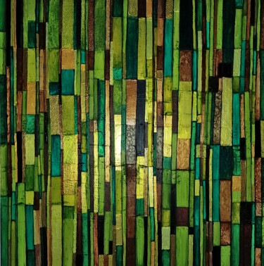 Peinture intitulée "Bambous 2" par Sophie Cantou, Œuvre d'art originale, Acrylique Monté sur Châssis en bois