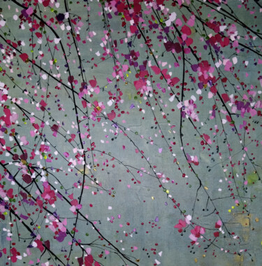 Ζωγραφική με τίτλο "Cerisier en fleurs" από Sophie Cantou, Αυθεντικά έργα τέχνης, Ακρυλικό