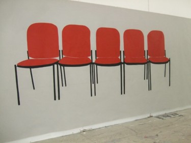 Painting titled "Five Orange chairs…" by Sophie Cordery, Original Artwork