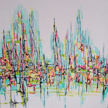 Painting titled "Barcelone" by Sophie Delavague, Original Artwork, Acrylic Mounted on Wood Stretcher frame