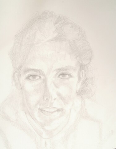 Drawing titled "Portrait féminin" by Sophie Maillard (Sophie Mai), Original Artwork, Graphite