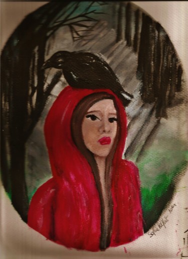Schilderij getiteld "Red riding hood - C…" door Sophie Polfliet, Origineel Kunstwerk, Acryl