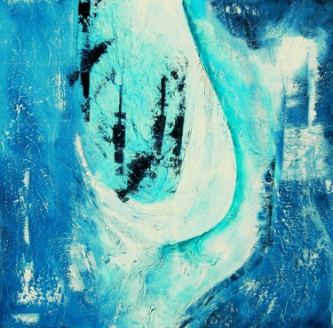 Painting titled "All blue" by Sorin Niculae Lazar, Original Artwork, Oil Mounted on Wood Stretcher frame