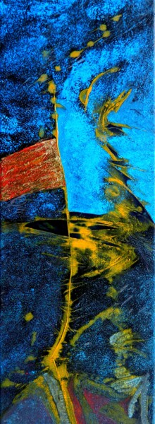 Painting titled "Simple flag - exper…" by Sorin Niculae Lazar, Original Artwork, Oil Mounted on Wood Stretcher frame