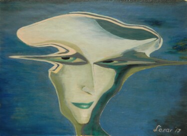 Peinture intitulée "blue-woman" par Sorin Niculae Lazar, Œuvre d'art originale, Huile