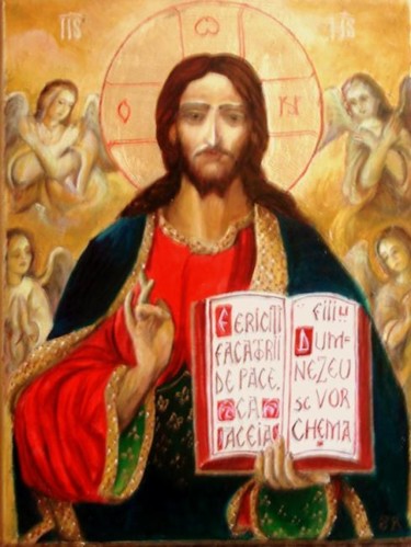 Картина под названием "Jesus" - Sorinapostolescu, Подлинное произведение искусства, Масло