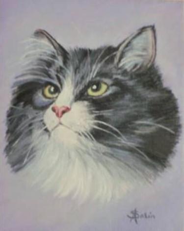 Painting titled "The Cat" by Sorinapostolescu, Original Artwork, Oil