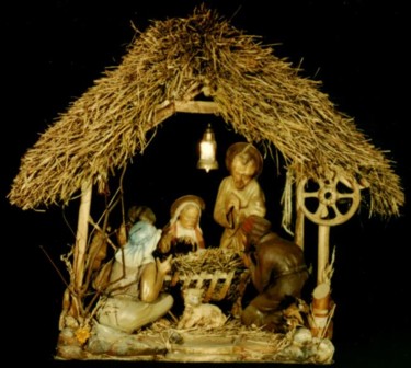 Скульптура под названием "Birth of Jesus" - Sorinapostolescu, Подлинное произведение искусства, Дерево