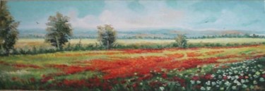 Peinture intitulée "Field of poppies" par Sorinapostolescu, Œuvre d'art originale, Huile