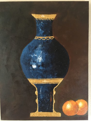 Malarstwo zatytułowany „The blue and gold v…” autorstwa Samy Hasan, Oryginalna praca, Akryl
