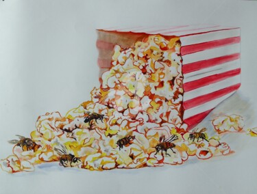 Ζωγραφική με τίτλο "Popcorns" από Sosokumsiashvili, Αυθεντικά έργα τέχνης, Ακρυλικό
