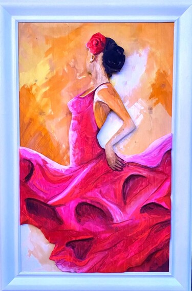 Картина под названием "Passione rossa" - Soterus, Подлинное произведение искусства, Пигменты Установлен на Деревянная панель
