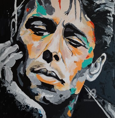 Painting titled "Brel" by Souli, Original Artwork, Acrylic Mounted on Wood Stretcher frame