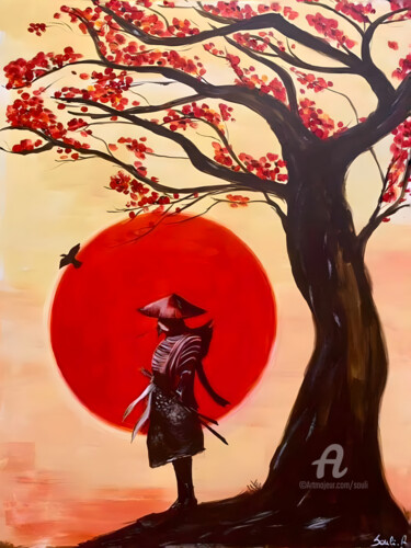 Peinture intitulée "Samouraï" par Souli, Œuvre d'art originale, Acrylique