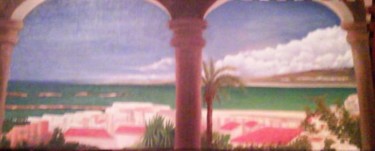 Malerei mit dem Titel "Veranda -Tanger" von Soumaya Rachidi, Original-Kunstwerk, Öl