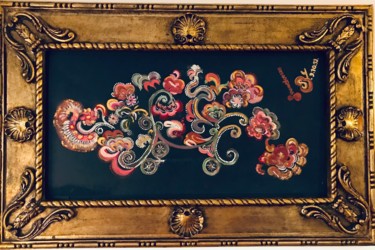 Pittura intitolato "Don de fleurs de co…" da Soundousse Belayachi, Opera d'arte originale, Olio Montato su Pannello di legno