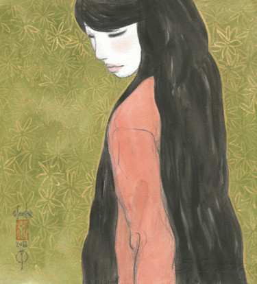 Pintura intitulada "Otome ( fille ) ~22…" por Souske, Obras de arte originais, Aquarela