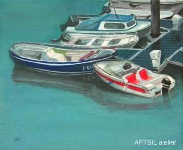 Painting titled "Barcas" by Spacio A, Original Artwork
