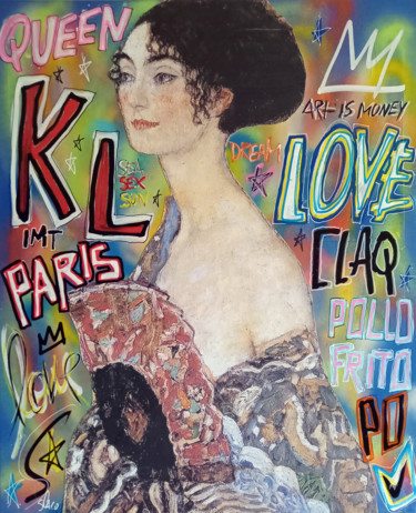 Painting titled "SPACO Klimt girl ,…" by Spaco, Original Artwork, Collages