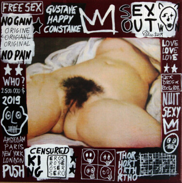 Painting titled "SPACO Sex Courbet ,…" by Spaco, Original Artwork, Acrylic Mounted on Wood Stretcher frame