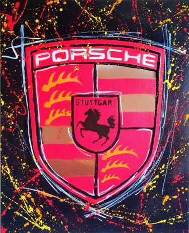 Painting titled "SPACO Porsche , 202…" by Spaco, Original Artwork, Acrylic Mounted on Wood Stretcher frame